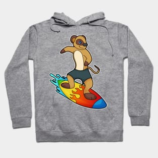 Meerkat as Surfer with Surfboard Hoodie